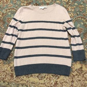 Ann Taylor Loft dusty rose and gray sweater